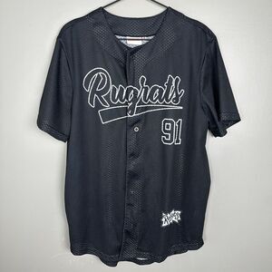 Nickelodeon Rugrats #91 Black Short Sleeve Baseball Jersey Mens Medium